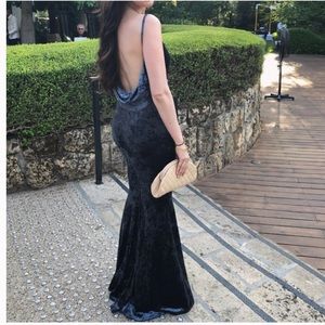 Navy velvet stretch gown